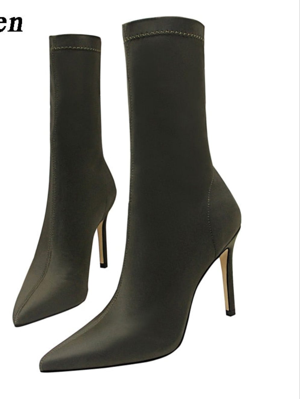 Stretch Fabric Pointed Toe Stiletto Ankle Boots