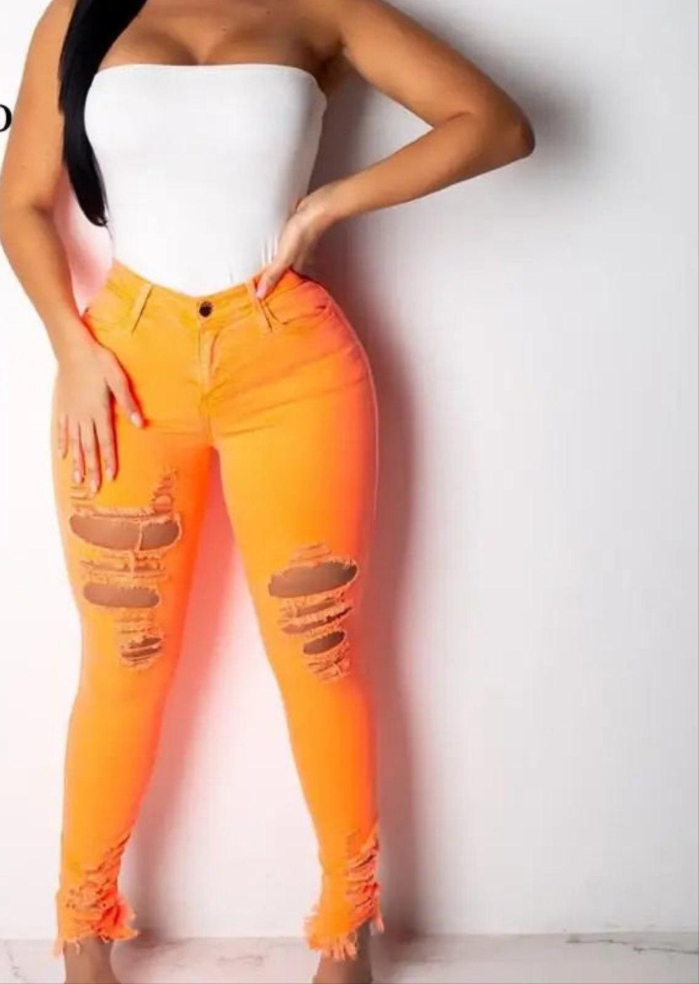 Denim Hollow-Out Ripped High Waist Hole Skinny Streetwear Pencil Jeans