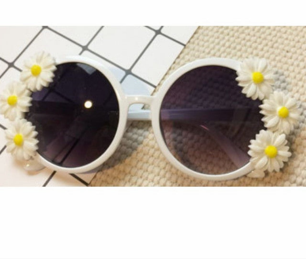 Embellished Round Crystal Diamond Pearl Handmade UV400 Mirror Lens Flower Sunglasses