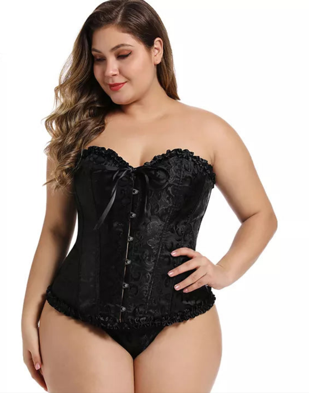 Floral Embroidered G-String 12-Bone Corset to 6X Plus Size