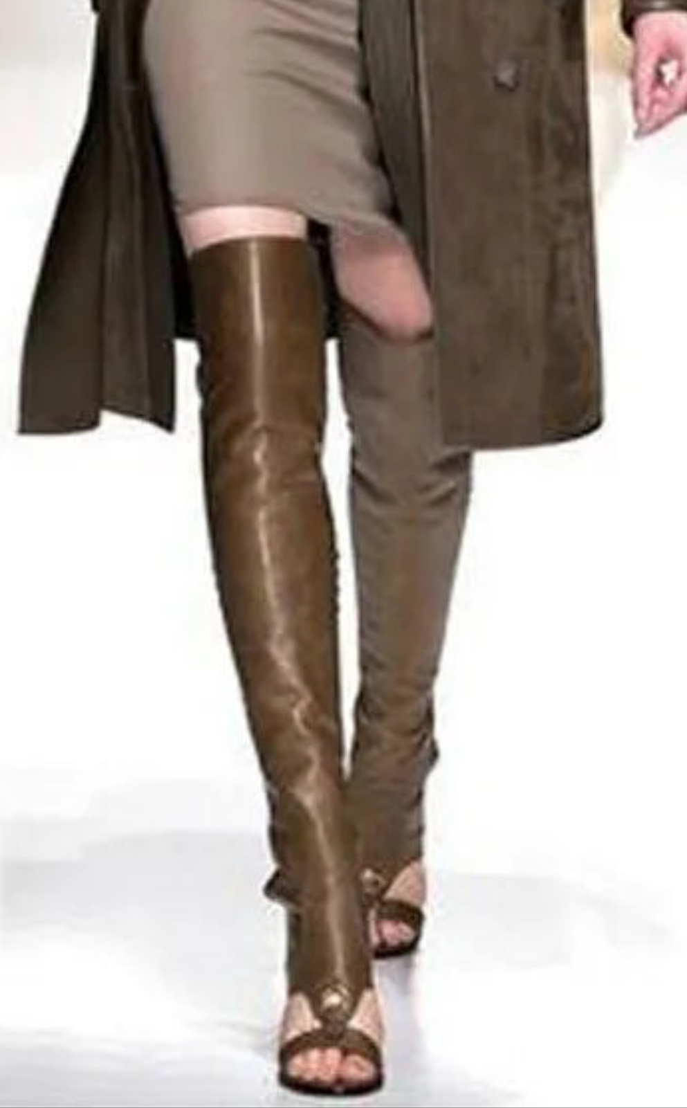 Crocodile Pattern Open Toe Lace-Up Back Cut-Out Gladiator  Over-The-Knee Sandal Boots