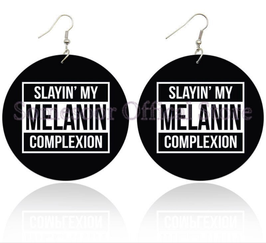 Black African-American Quote Print Women's Wood Drop Earrings