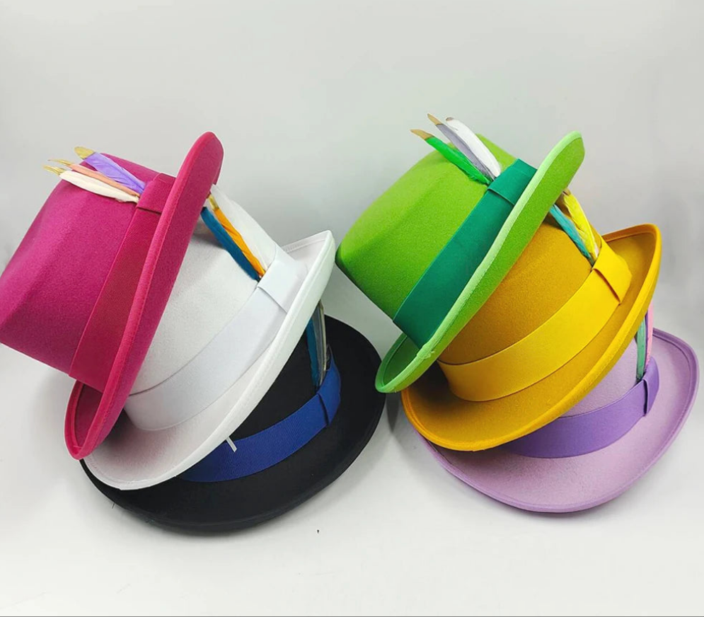 Unisex British High Feather Detail Derby Bowler Fedora Hat