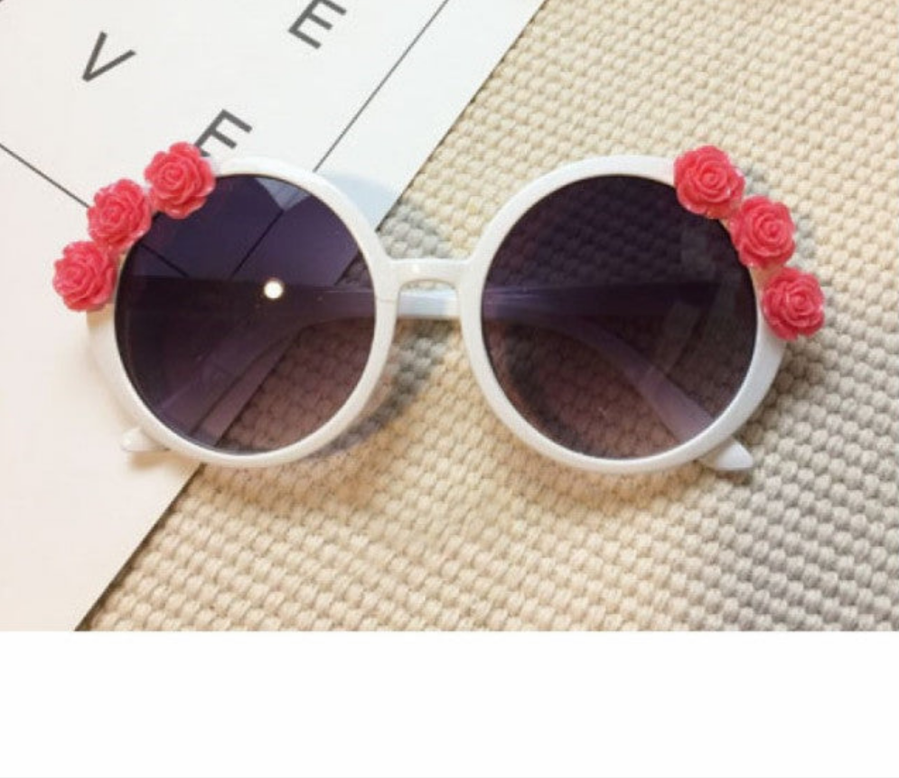 Embellished Round Crystal Diamond Pearl Handmade UV400 Mirror Lens Flower Sunglasses