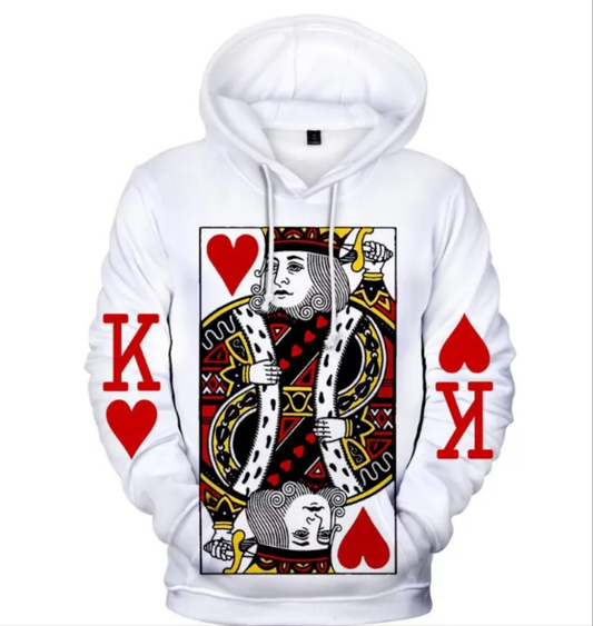 "King of Hearts" Playing Card Print Men's 3D Graphic Hip-Hop Hoodie Sweatshirt