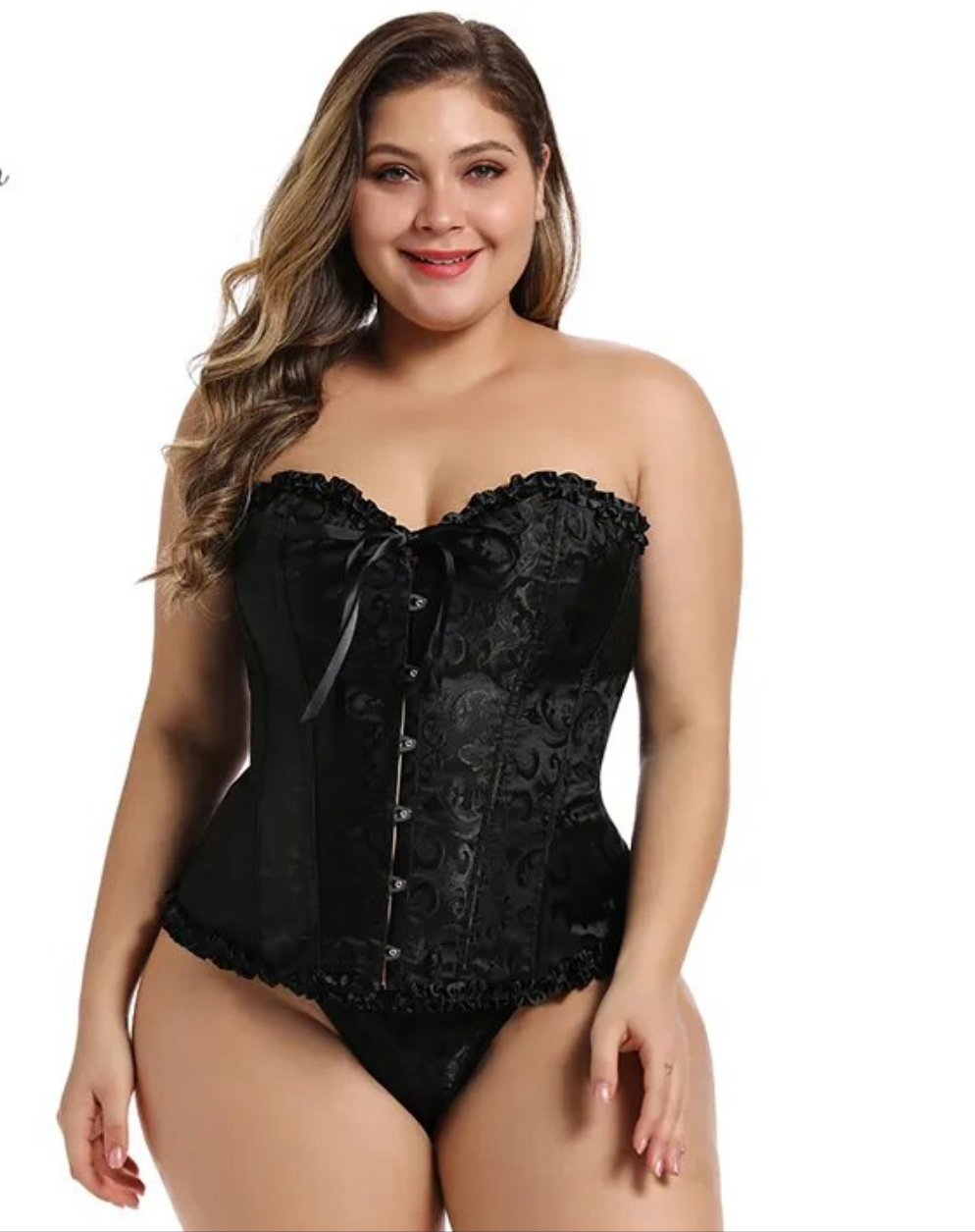 Floral Embroidered G-String 12-Bone Corset to 6X Plus Size