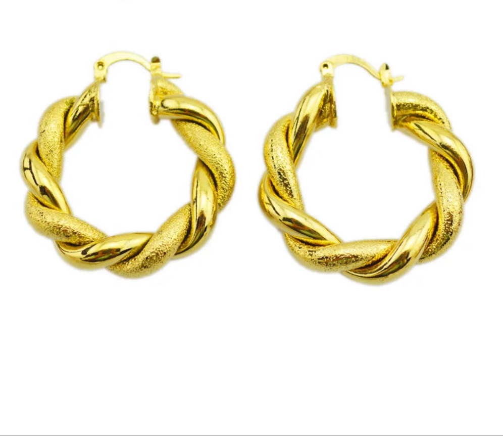 Twisted African Gold Color Hoop Earrings