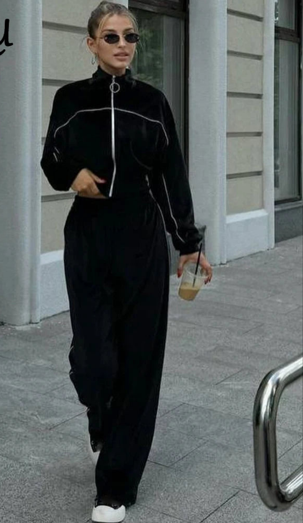 Velvet Solid Color Zipper Lapel Jacket + Wide Leg Sweatpants Women's Tracksuit