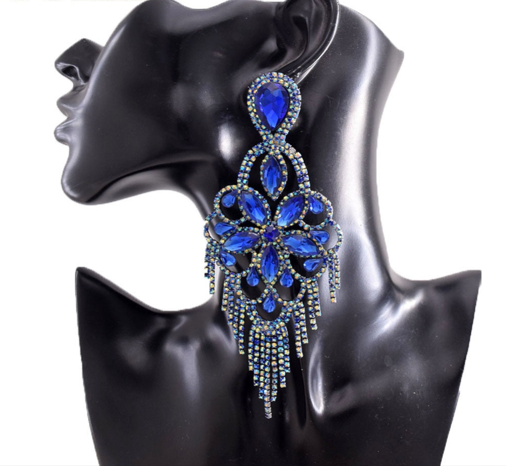 Rhinestone Fringe Tassel Design Women's Drop Earrings