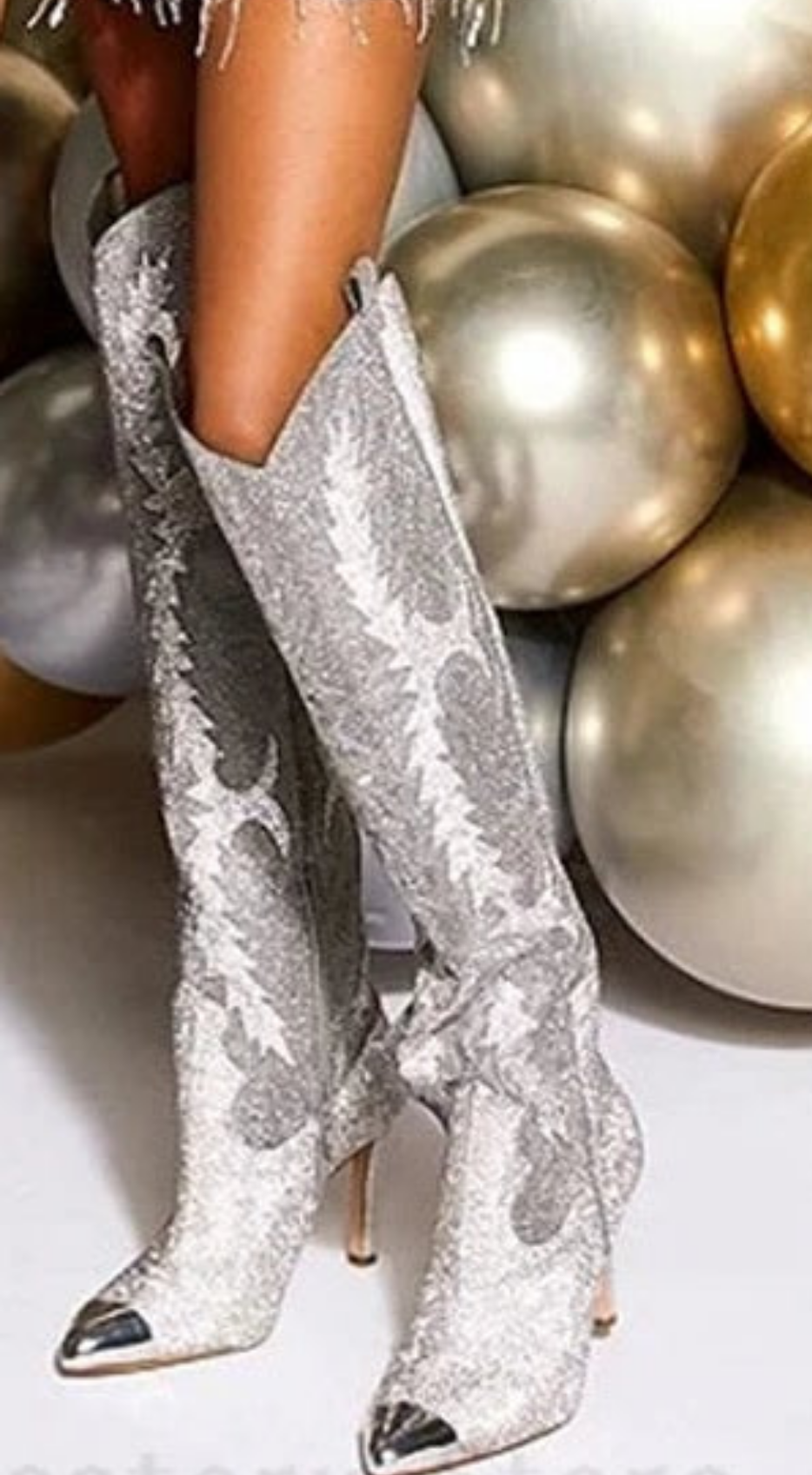 Western Embroidered Rhinestone Embellished Over-the-Knee Pointed Toe Thigh High Boots