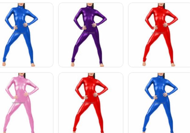 Turtleneck Faux Leather Long Sleeve Zipper Back Bodycon Skin Tight Unitard Jumpsuit-12 Colors!