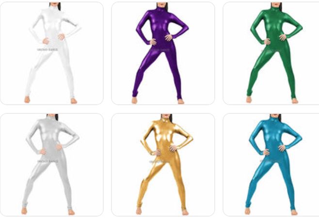 Turtleneck Faux Leather Long Sleeve Zipper Back Bodycon Skin Tight Unitard Jumpsuit-12 Colors!
