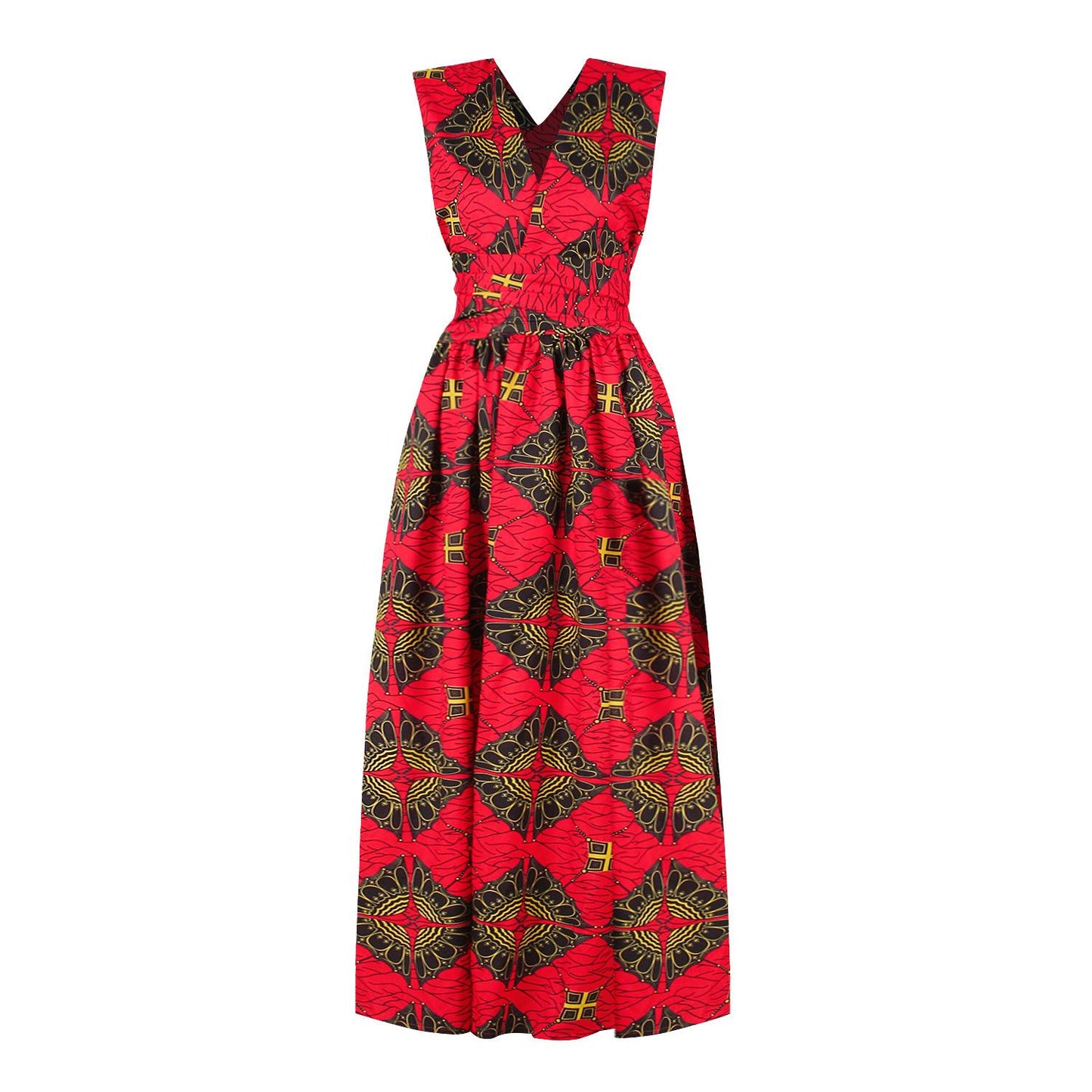 African Print Side Split Swing Maxi Wrap Dress