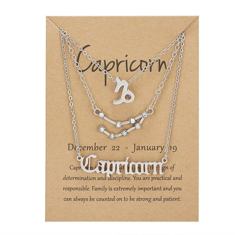 Zodiac Sign Necklace 3-Piece Set