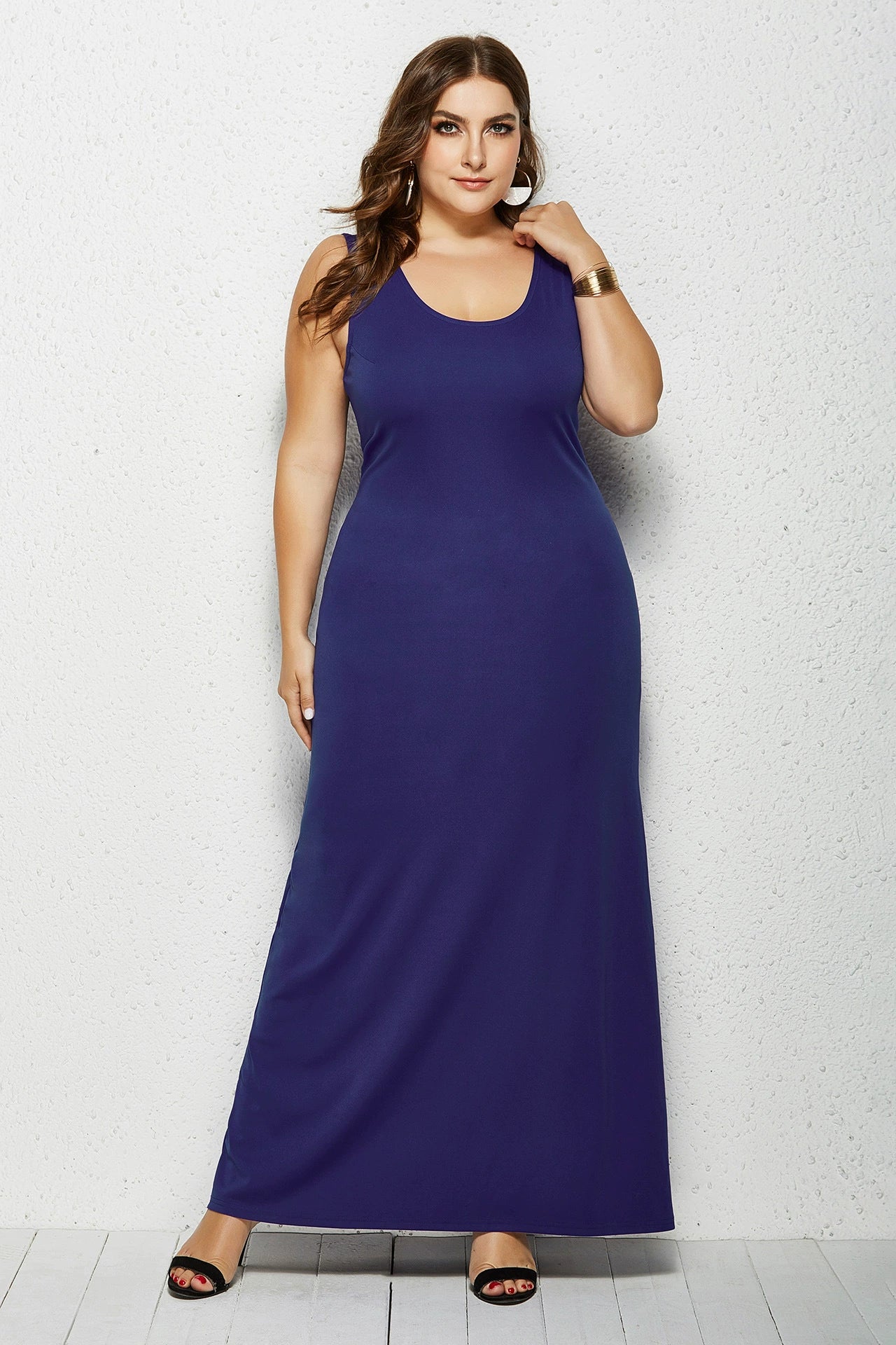 Sheath Basic Solid Maxi Dress