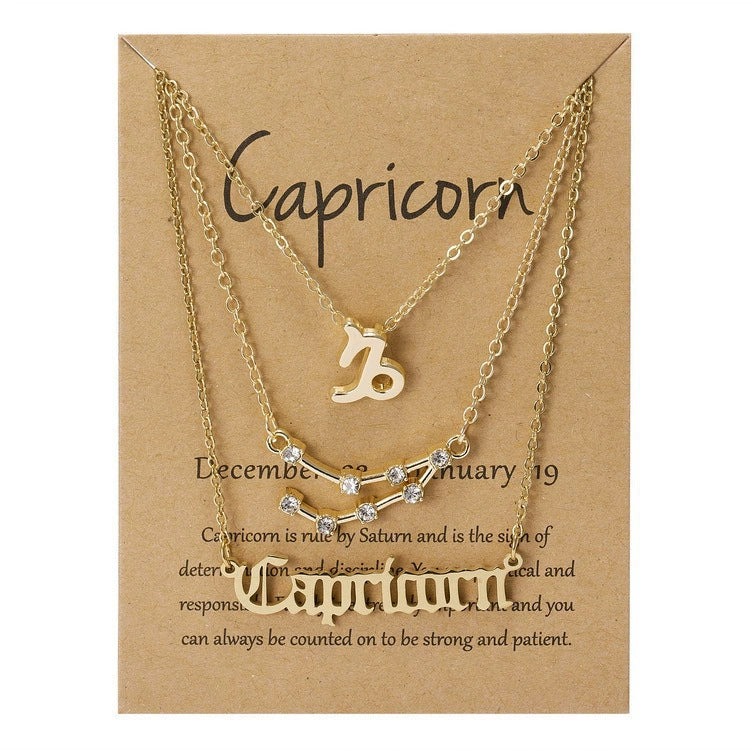 Zodiac Sign Necklace 3-Piece Set