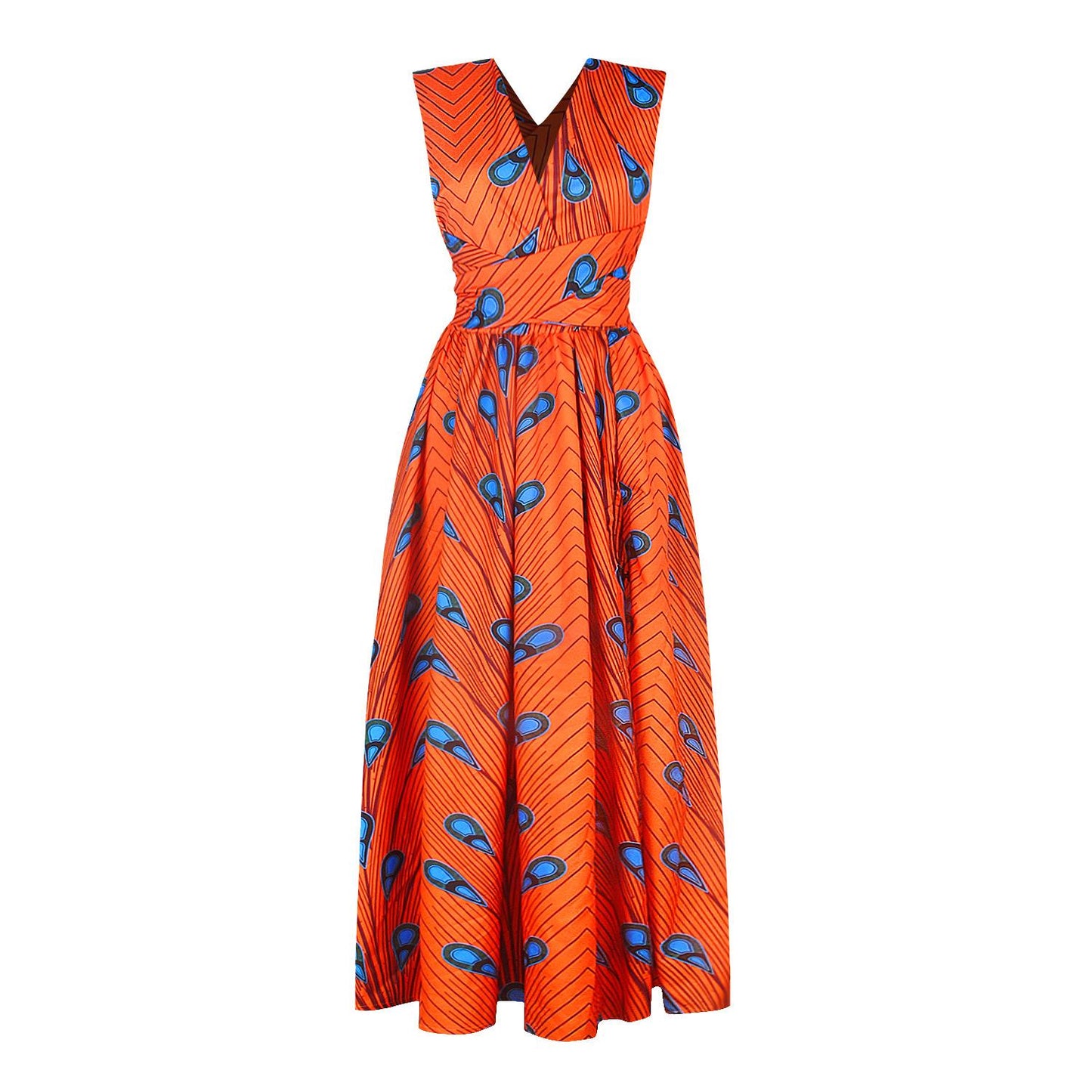 African Print Side Split Swing Maxi Wrap Dress