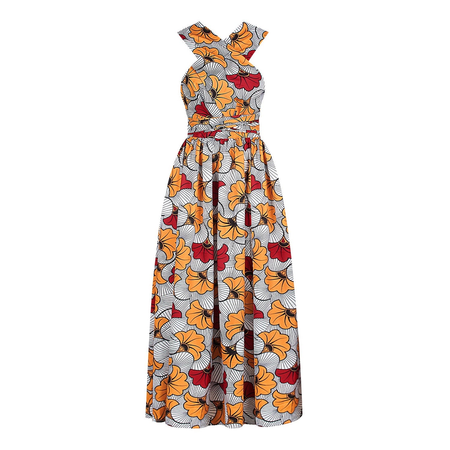 African Print Side Split Swing Maxi Wrap Dress