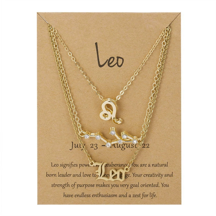 Zodiac Sign Necklace 3-Piece Set