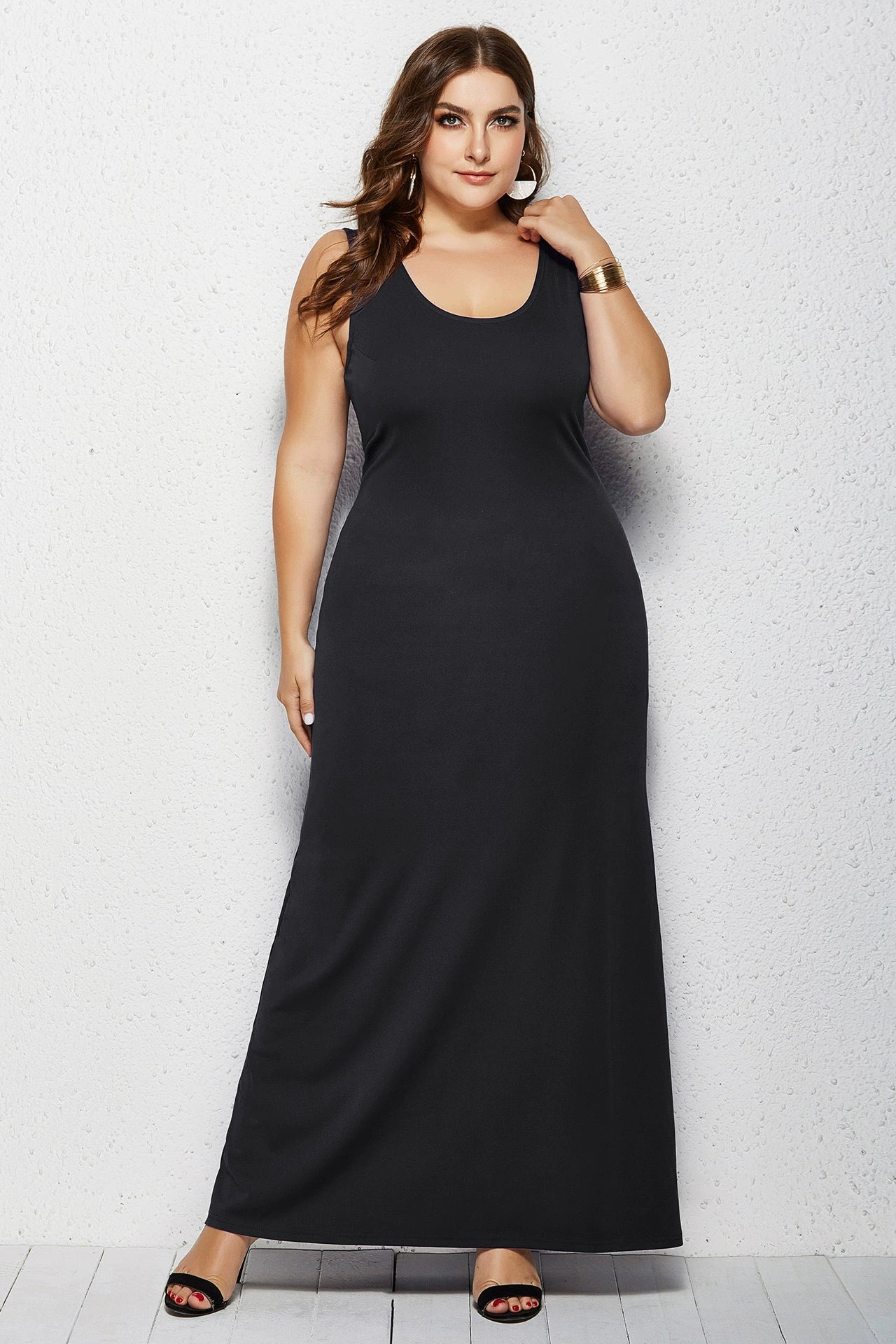 Sheath Basic Solid Maxi Dress