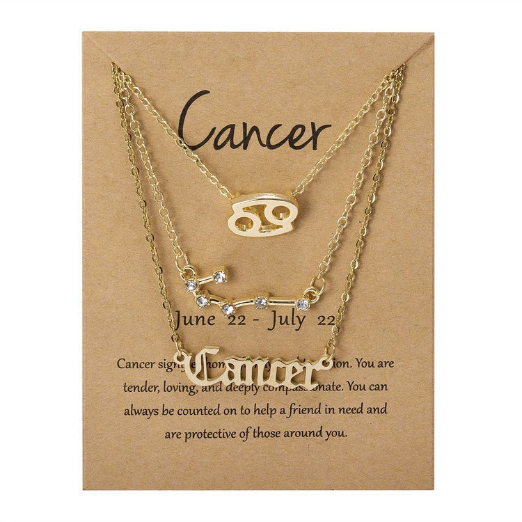 Zodiac Sign Necklace 3-Piece Set