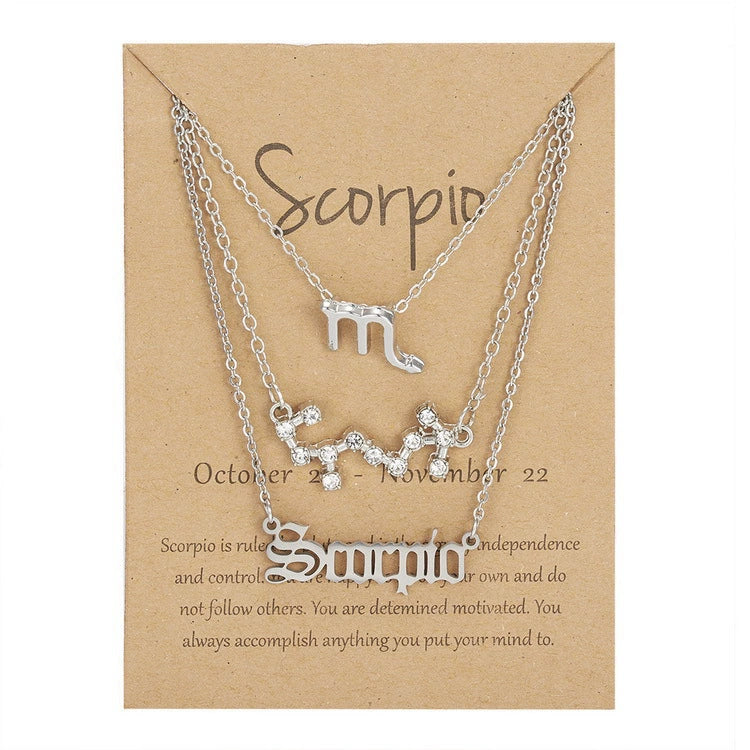 Zodiac Sign Necklace 3-Piece Set