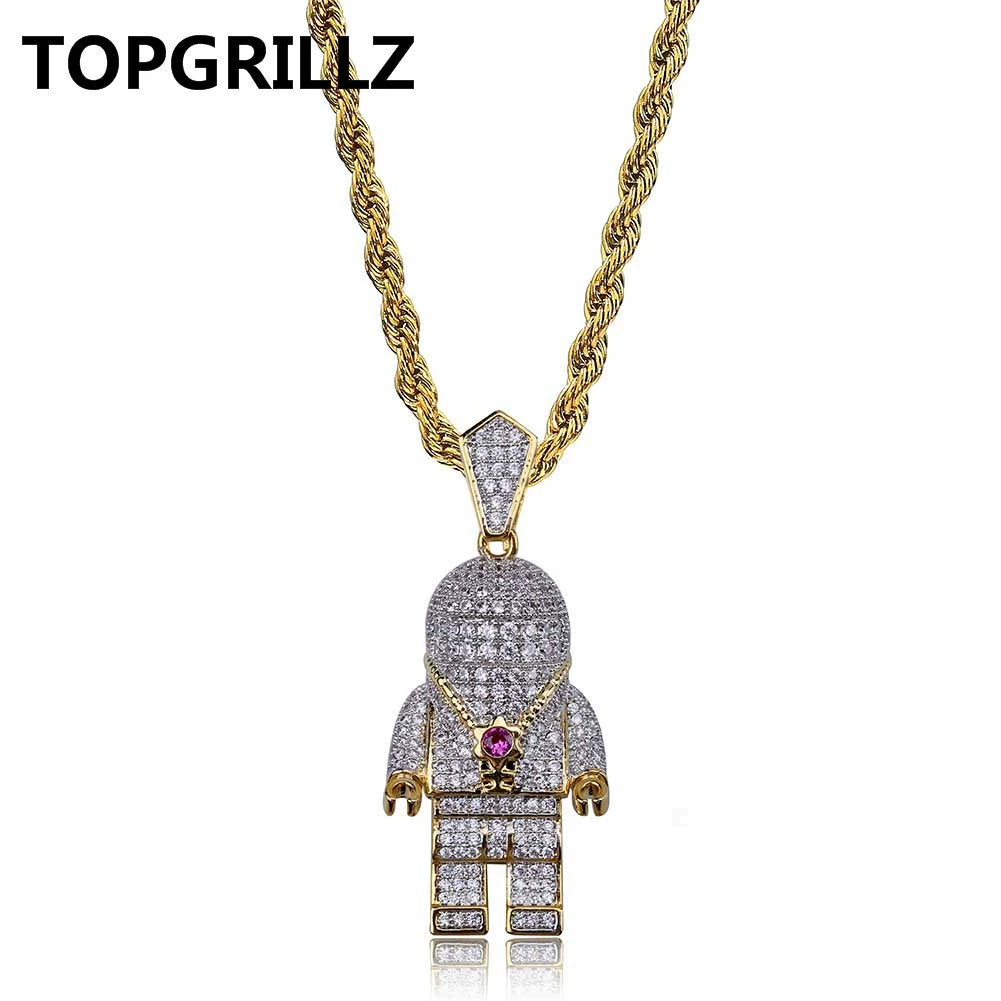 Astronaut Necklace Iced Out Full Diamond Pendant Hip-Hop Chain