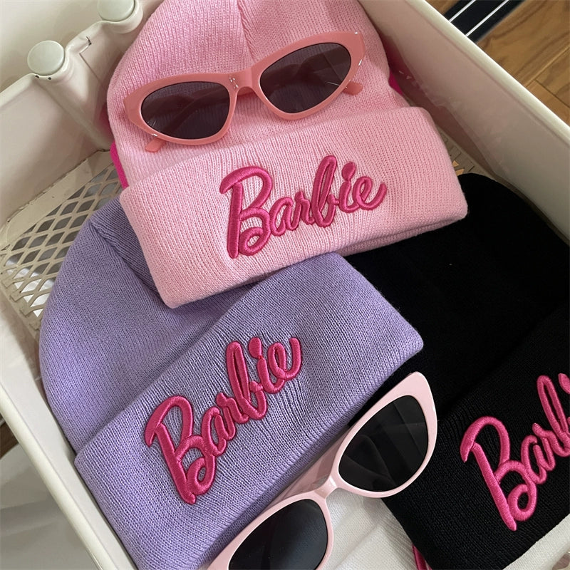 "Barbie" Letters Knitted Embroidered Ski Cap/Beanie Hat