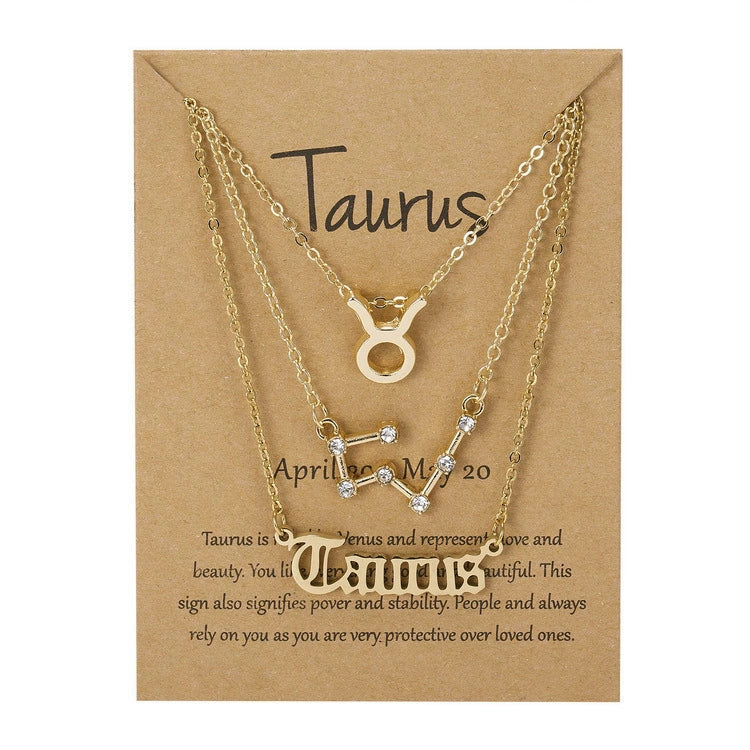 Zodiac Sign Necklace 3-Piece Set