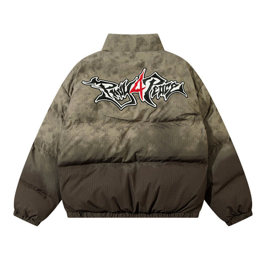 Men's Gradient Colorblock Graffiti  Embroidered Hip-Hop Bomber Jacket