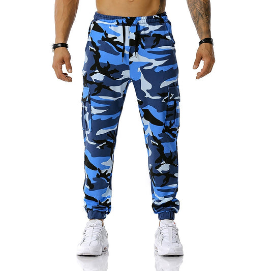 Men's Colored Camouflage Cargo Pocket Skinny Sweatpants