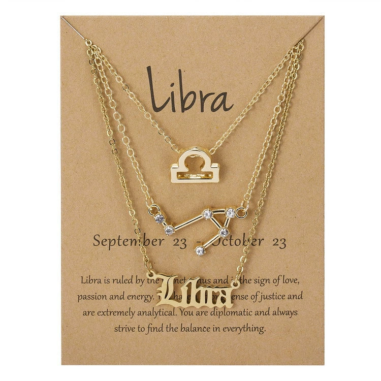 Zodiac Sign Necklace 3-Piece Set