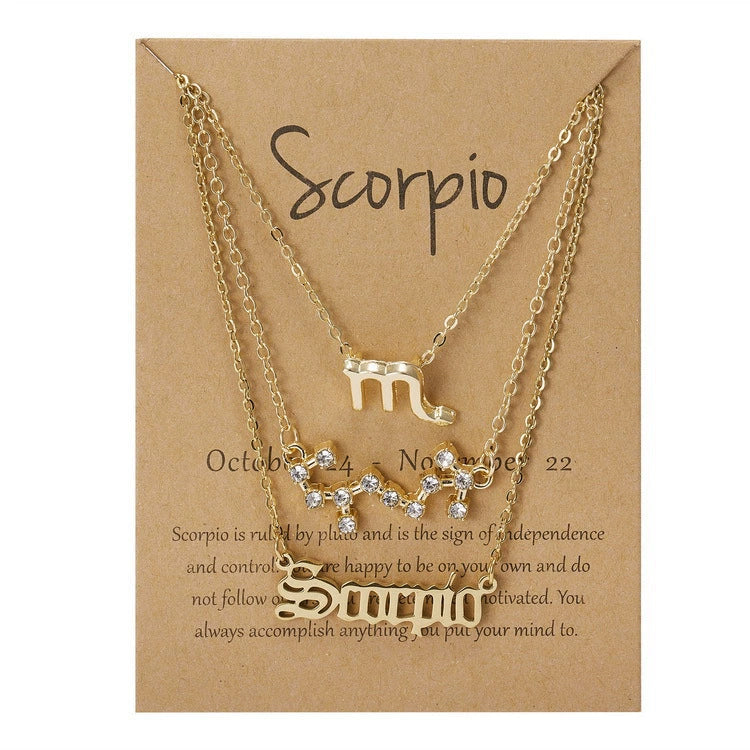 Zodiac Sign Necklace 3-Piece Set