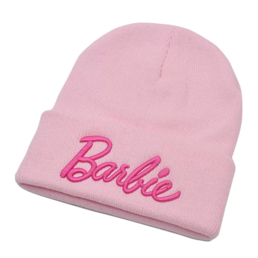 "Barbie" Letters Knitted Embroidered Ski Cap/Beanie Hat