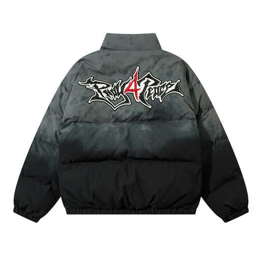 Men's Gradient Colorblock Graffiti  Embroidered Hip-Hop Bomber Jacket
