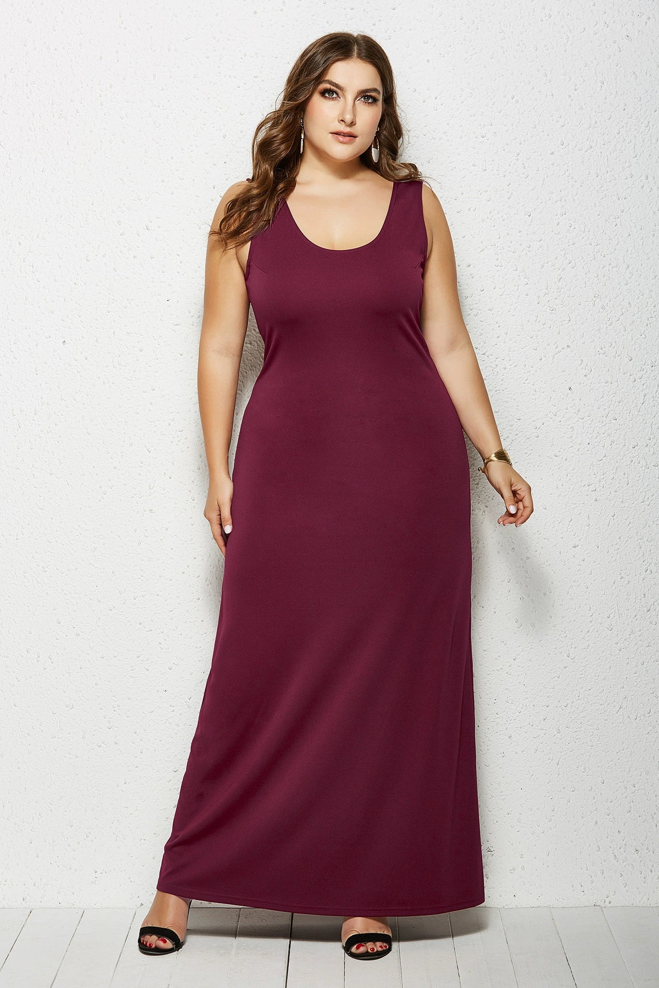 Sheath Basic Solid Maxi Dress