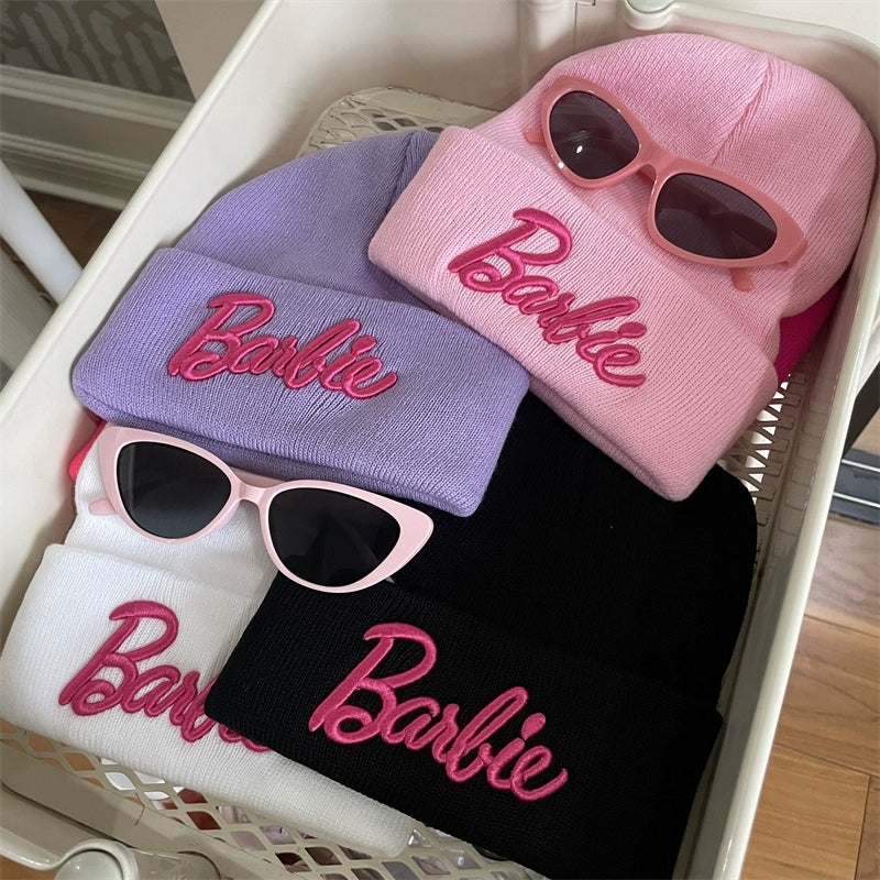 "Barbie" Letters Knitted Embroidered Ski Cap/Beanie Hat