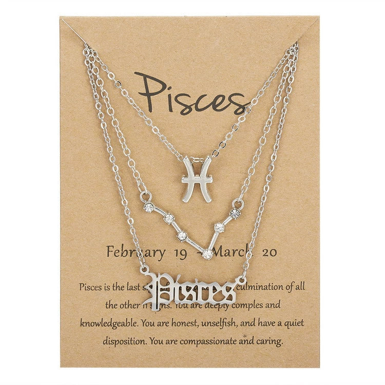 Zodiac Sign Necklace 3-Piece Set