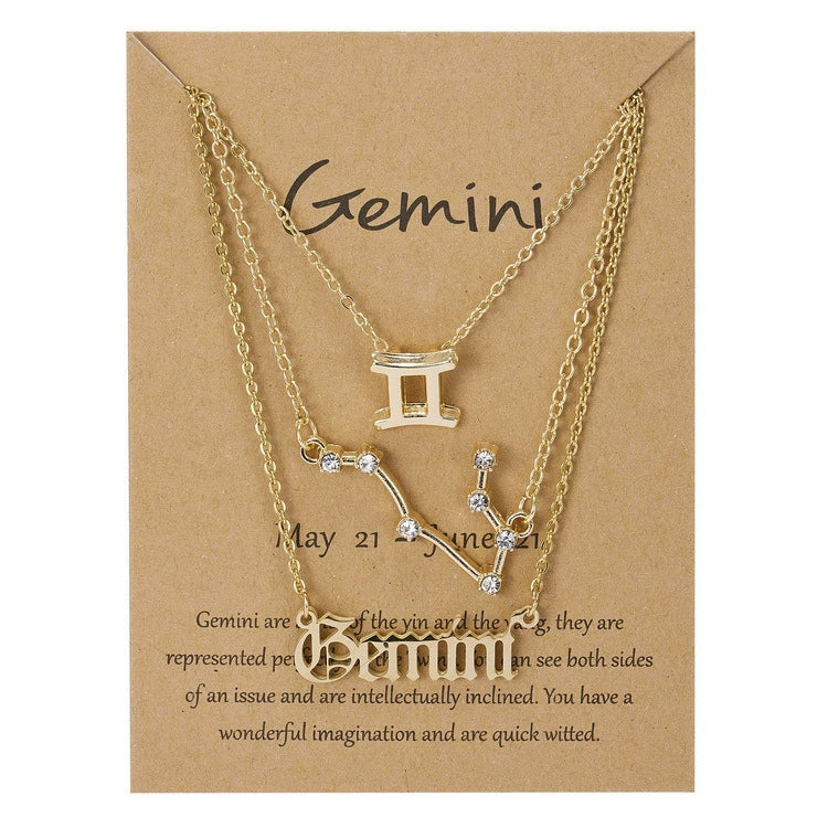 Zodiac Sign Necklace 3-Piece Set