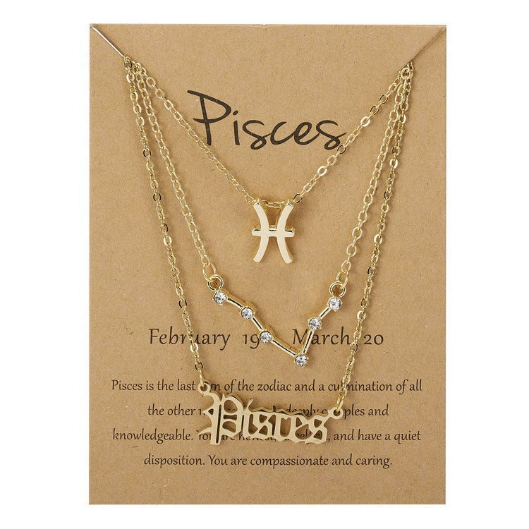 Zodiac Sign Necklace 3-Piece Set