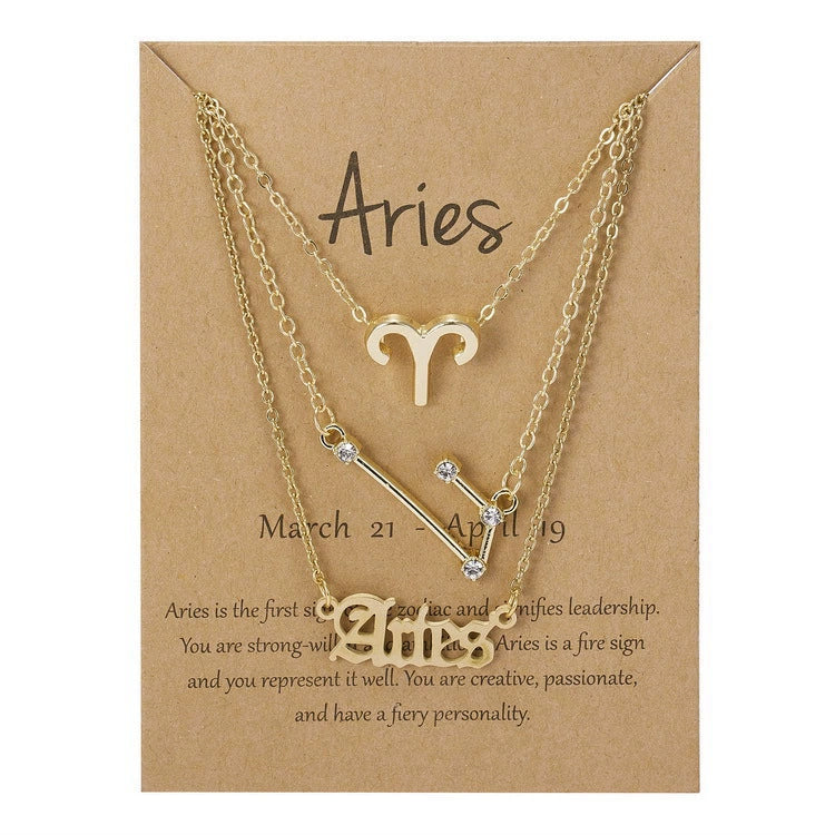 Zodiac Sign Necklace 3-Piece Set