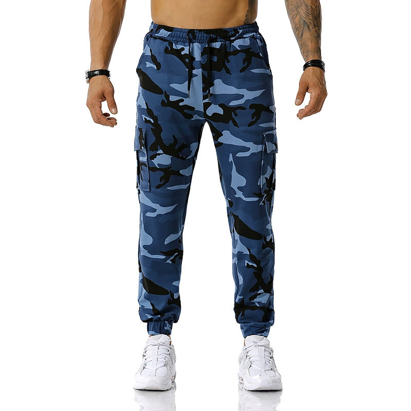 Men's Colored Camouflage Cargo Pocket Skinny Sweatpants