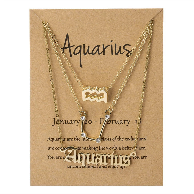 Zodiac Sign Necklace 3-Piece Set