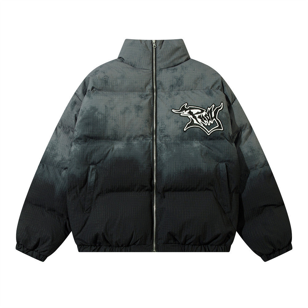 Men's Gradient Colorblock Graffiti  Embroidered Hip-Hop Bomber Jacket