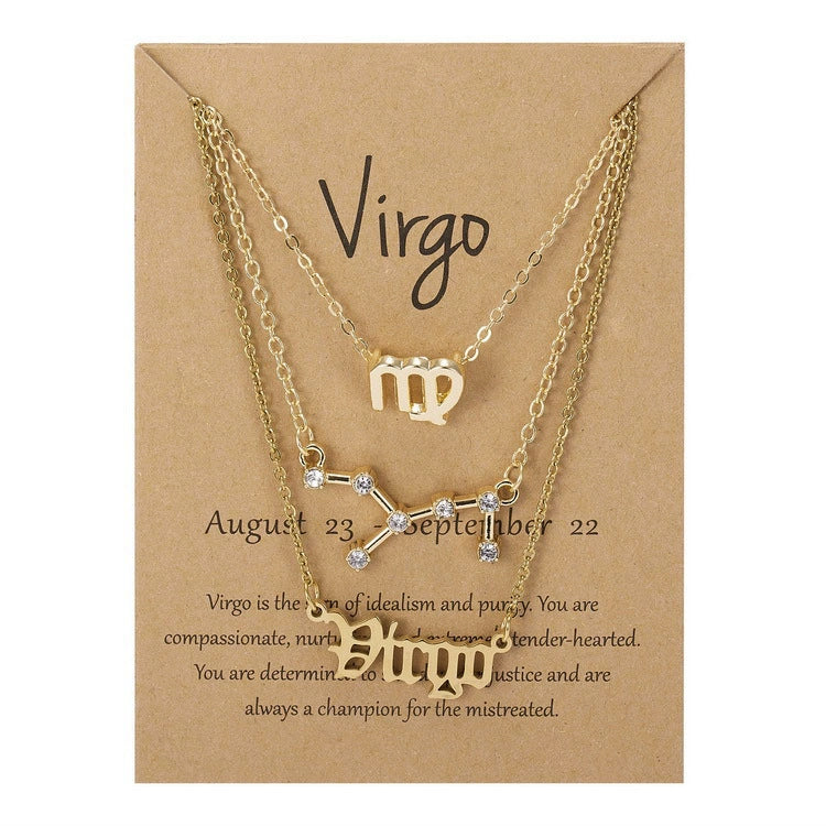 Zodiac Sign Necklace 3-Piece Set