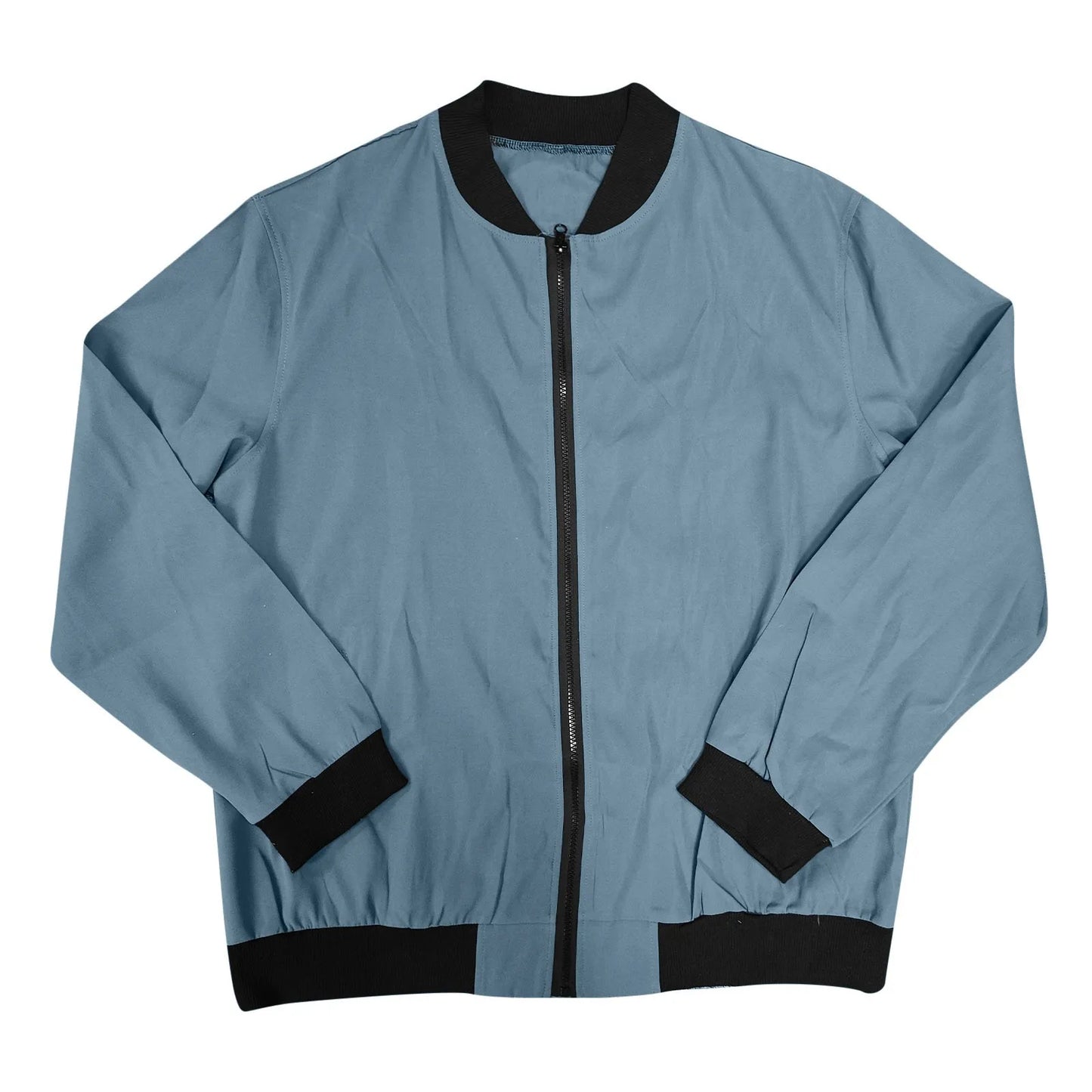 Mandarin Collar Women's Zipper Cargo Pocket Sleeve Design Bomber Jacket