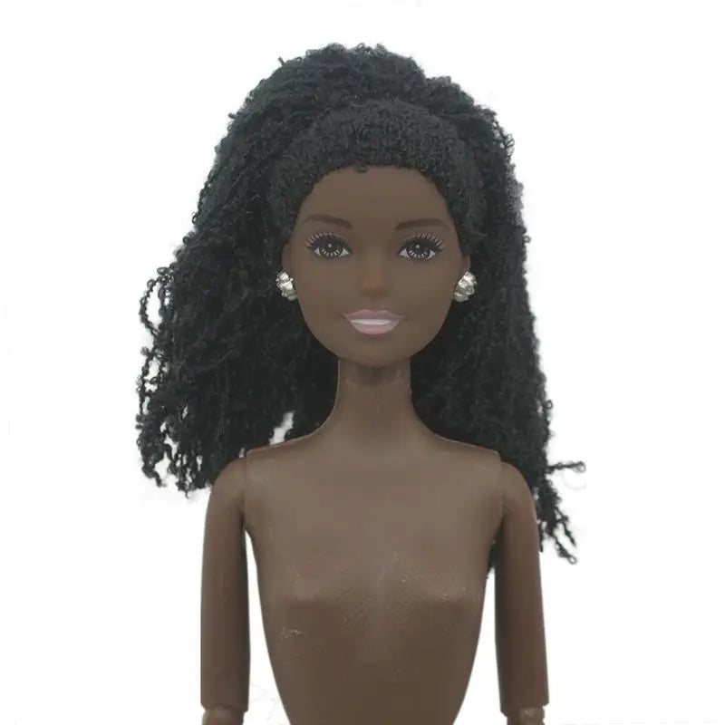 30CM Black African Girl w/ Mini Sundress & Braids Doll