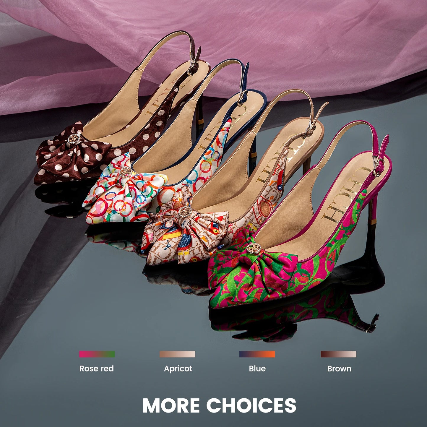 Bowtie Floral/Geometric/Polka Dot/Monogram Letter Print Design Women's High Heel Slingback Pumps
