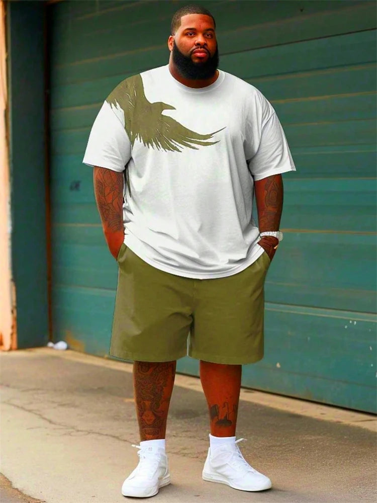 Oversized Men's 3D Print T-Shirt + Shorts Two-Piece Set to 6X Big & Tall