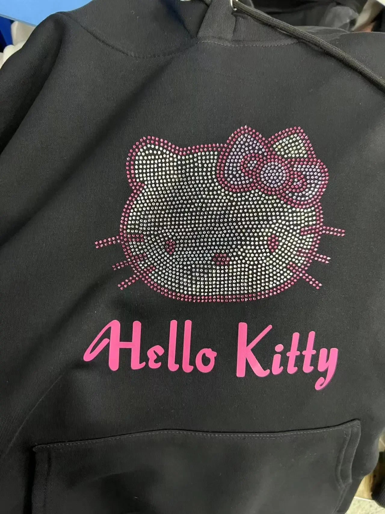 "Hello Kitty" Diamond Rhinestone Sparkling Pattern Hoodie Sweatshirt